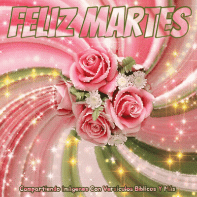 Feliz Martes Greeting Card Pink Roses Pink Background GIF