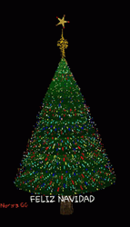 Feliz Navidad Glistening Tree Backdrop GIF