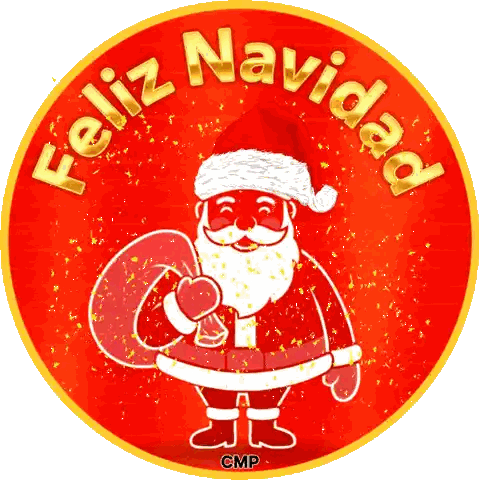 Feliz Navidad Santa Claus Circle Sticker