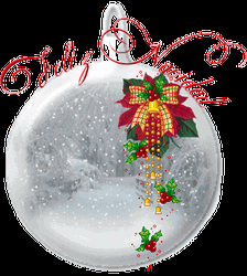Feliz Navidad Snowy Christmas Ball Computer Art GIF