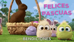 Feliz Pascua Bendiciones Angry Birds And Jumping Bunny GIF