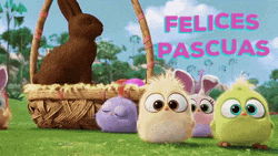 Feliz Pascua Cute Angry Birds And Bunny GIF