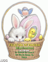Feliz Pascua Cute Bunny Chicks In Basket GIF