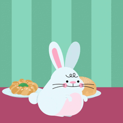 Feliz Pascua Cute Fat Bunny Jumping On Table GIF