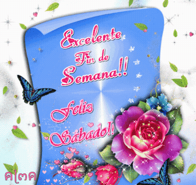 Feliz Sabado Greeting Card With Flowers And Butterflies GIF