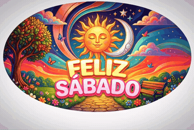 Feliz Sabado Poster With Sun And Moon GIF