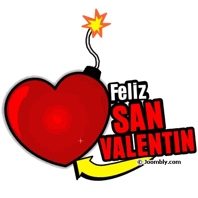 Feliz San Valentin Red Heart And Bomb Sticker