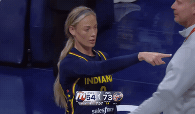 Female Basketball Player For Indians Talking To Coach GIF