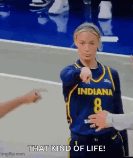 Female Basketball Player From Indiana Pointing GIF