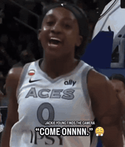 Female Basketball Player In Aces Jersey GIF