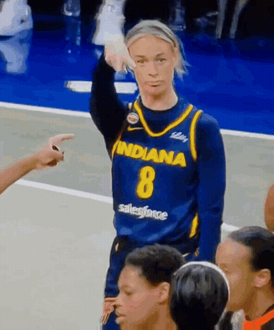 Female Basketball Player In Blue Indiana Jersey GIF