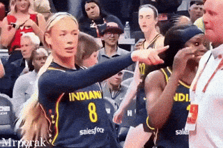 Female Basketball Player In Blue Jersey Number 8 GIF