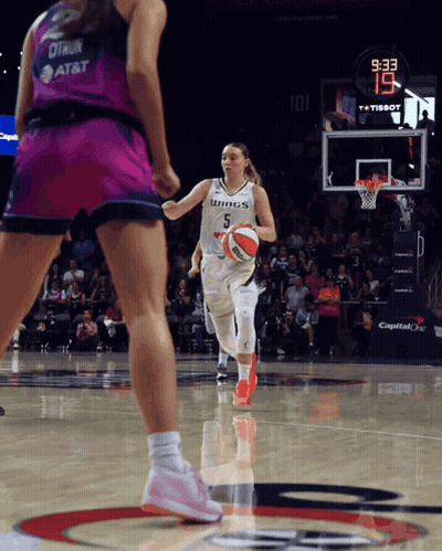 Female Basketball Player In Blue NBA All Star Jersey Thumbs Down GIF