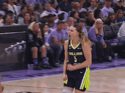 Female Basketball Player In Dallas Jersey Screaming GIF