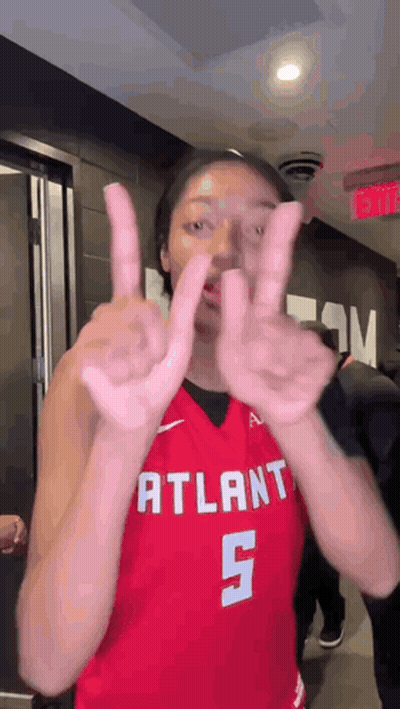 Female Basketball Player In Red Jersey Number 5 GIF