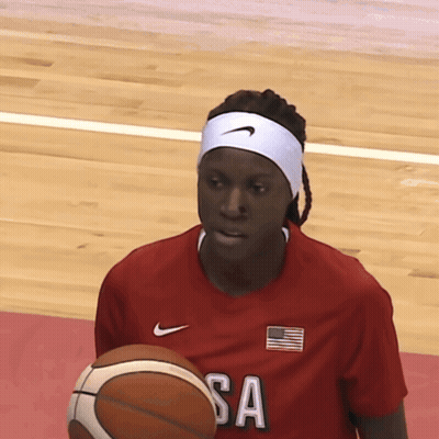 Female Basketball Player In Red Shirt Saying Sa GIF