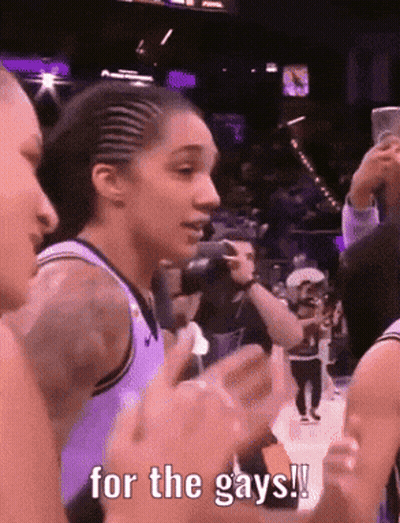 Female Basketball Player Says For The Gays In Front Of Crowd GIF