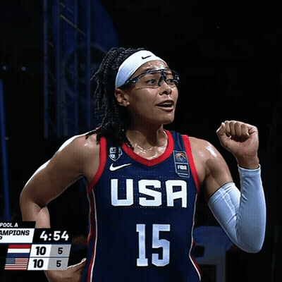 Female Basketball Player With Glasses Jersey Number 15 GIF