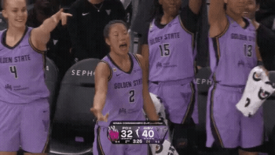 Female Basketball Players In Purple Uniforms Standing In A Row GIF