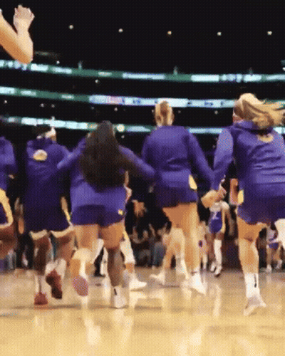 Female Basketball Players Running On Court GIF
