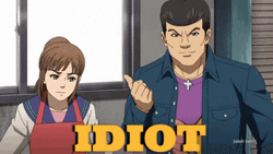 Female Cartoon Hit Male Idiot  GIF