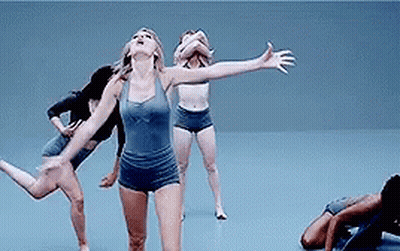 Female Dancers Dancing On Blue Floor GIF