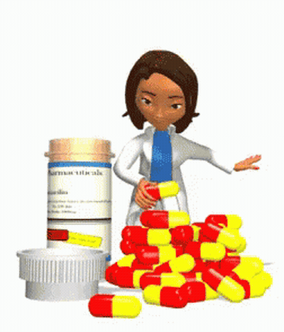 Female Doctor Standing Next To Pills GIF