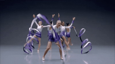 Female Gymnasts Dancing With Ribbons GIF