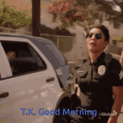 Female Police Officer Saying Good Morning GIF