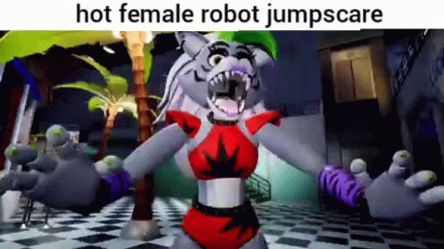 Female Robot From Five Nights at Freddy's With Palm Tree