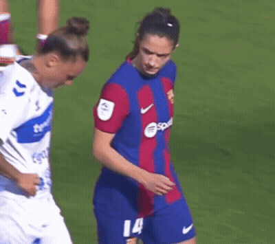Female Soccer Player Blue Jersey Number 14 GIF
