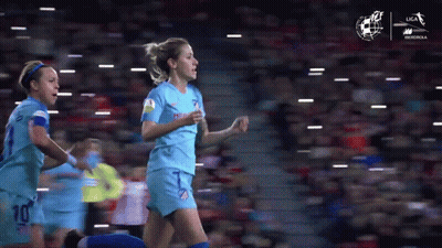 Female Soccer Player In Blue Uniform Number 10 GIF