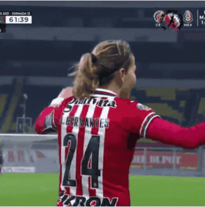 Female Soccer Player In Red And White Jersey GIF