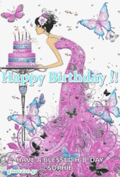Female Themed Happy Birthday Lilac Gown GIF