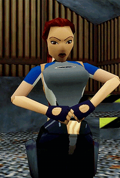 Female Video Game Character With Hands Folded GIF