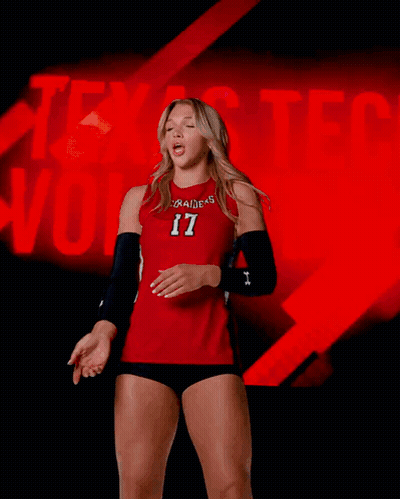 Female Volleyball Player In Red Jersey Number 17 GIF