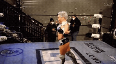 Female Wrestler In Ring Saying Shawn Long GIF