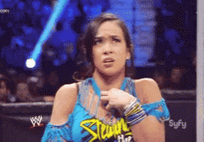 Female Wrestler Wearing Shawn Blue Shirt GIF