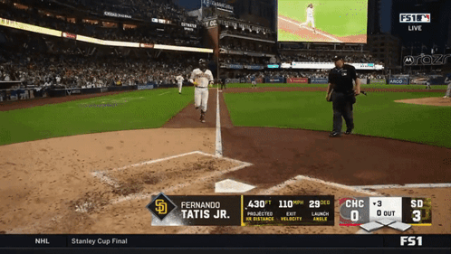 Fernando Tatis Jr. Runs To First Base In A Baseball Game GIF