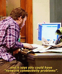 Fictional Character Andy Dwyer Network Connectivity Problems GIF
