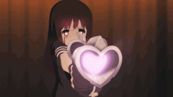 Fierce Girl Holding Anime Heart Gun GIF