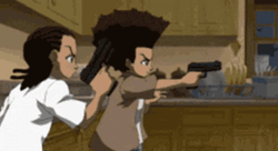 Fierce Huey Freeman Holds Gun GIF