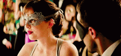 Fifty Shades Of Grey Anastasia Mask Lick Lips GIF