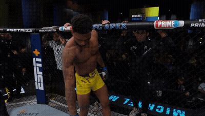 Fighter In Cage With UFC Apex Sign GIF