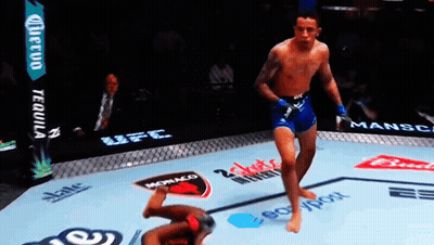 Fighter In UFC Ring With Budweiser Advertisement GIF