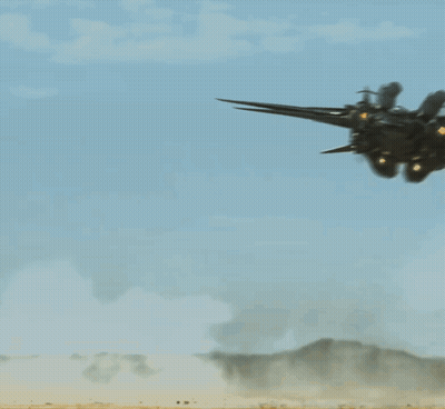 Fighter Jet Flying With Blue Front Light GIF