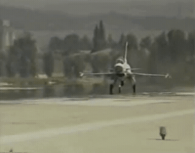 Fighter Jet Taking Off From Runway In Fog GIF