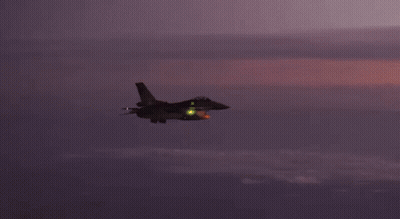 Fighter Jet With Green Nose Light GIF