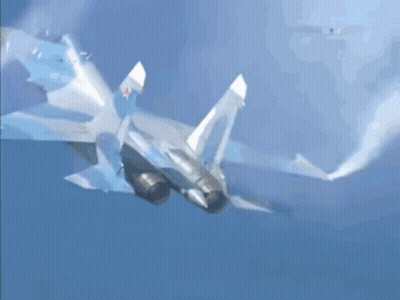 Fighter Jet With Red Star On Tail Flying GIF