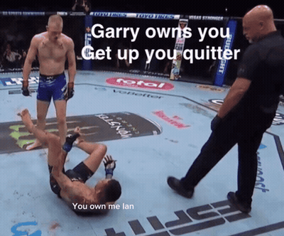 Fighter Laying On Ground Garry Owns You Get Up You Quitter GIF